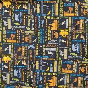 National Parks Fabric Riley Blake Designs C8784 Park Names 73x44 Black Retro New